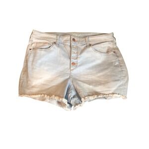 Universal Thread hi rise Light  Button Fly Raw Hem Denim Shorts Stretch XL 16/33